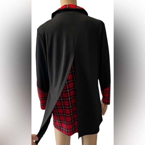 NWT Calessa Color Block Print Long Sleeves Half Zip Layered Twofer Tunic Medium - Picture 6 of 9